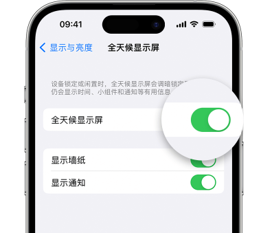 麻涌镇苹果15预约维修分享iPhone15如何设置全天候显示屏幕可见 